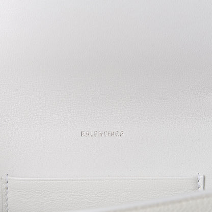 Balenciaga Grained Calfskin Logo Cash Phone Holder Wallet On Chain White Fluo Pink 9 of 12