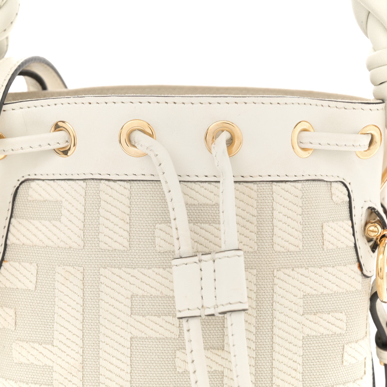 Fendi Canvas Nappa F is Fendi FF Embroidered Mini Mon Tresor Bucket Bag White Ice 8 of 13
