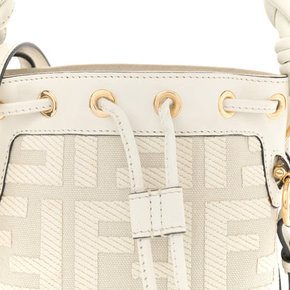 Fendi Canvas Nappa F is Fendi FF Embroidered Mini Mon Tresor Bucket Bag White Ice 8 of 13