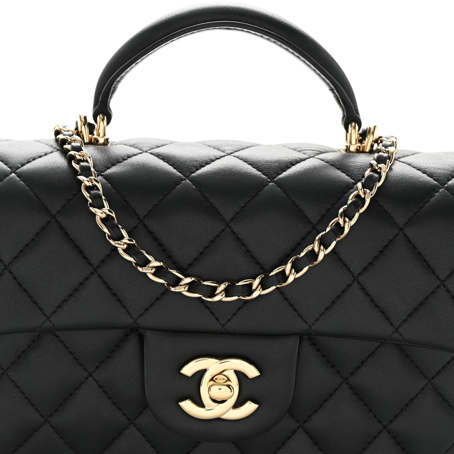 Chanel Lambskin Quilted Mini Top Handle Rectangular Flap Black 8 of 12