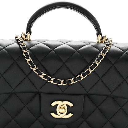Chanel Lambskin Quilted Mini Top Handle Rectangular Flap Black 8 of 12