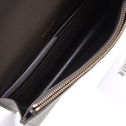 Saint Laurent Grain De Poudre Matelasse Chevron Monogram Envelope Chain Wallet Pebble 4 of 7