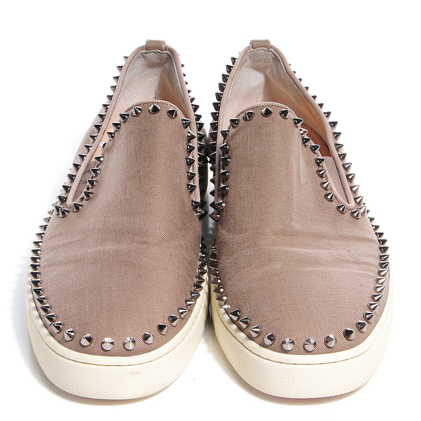 Mens Canvas Spikes Pik Boat Flat 45 Beige