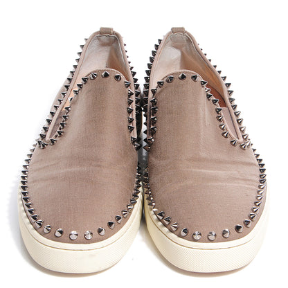 Christian Louboutin Mens Canvas Spikes Pik Boat Flat 45 Beige 2 of 7
