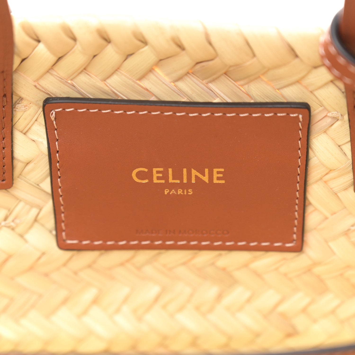 Celine Raffia Calfskin Triomphe Teen Panier Tan 7 of 9