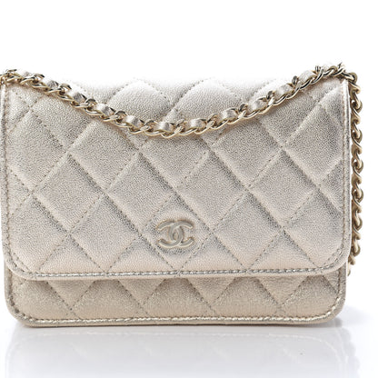Chanel Metallic Lambskin Quilted Mini Wallet On Chain WOC Gold 8 of 11