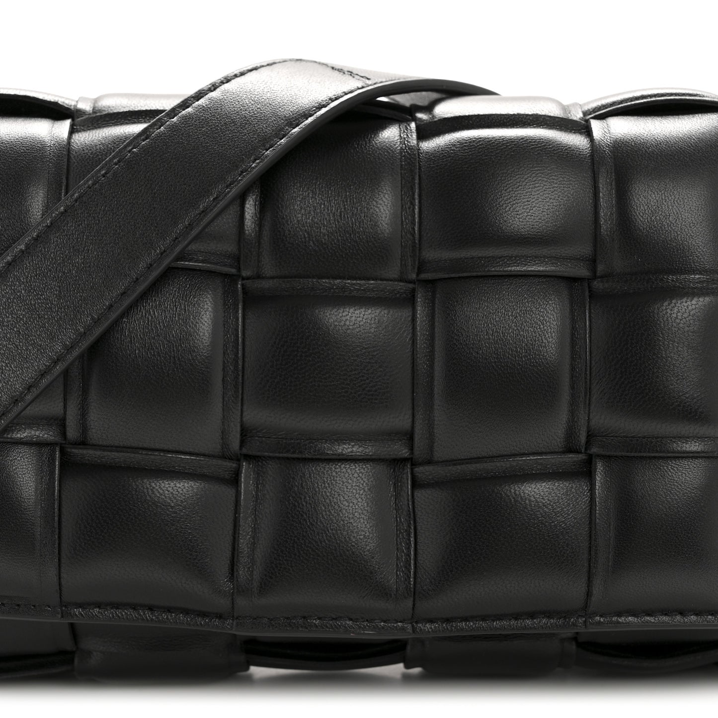Nappa Maxi Intreccio Small Padded Cassette Crossbody Bag Black