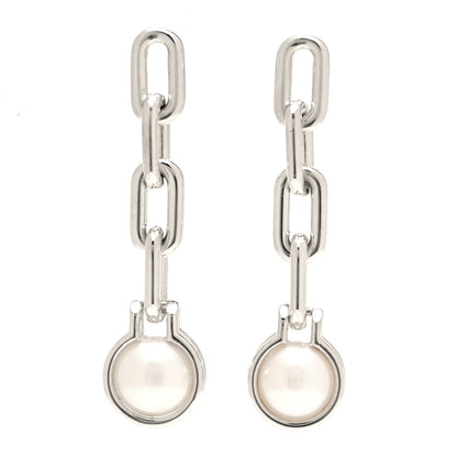 Tiffany Sterling Silver Pearl HardWear Triple Link Earrings 1 of 4