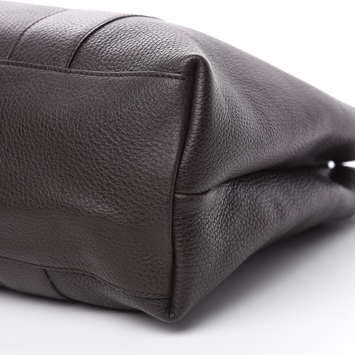 Pebbled Calfskin Medium Bamboo Bar Tote Dark Brown