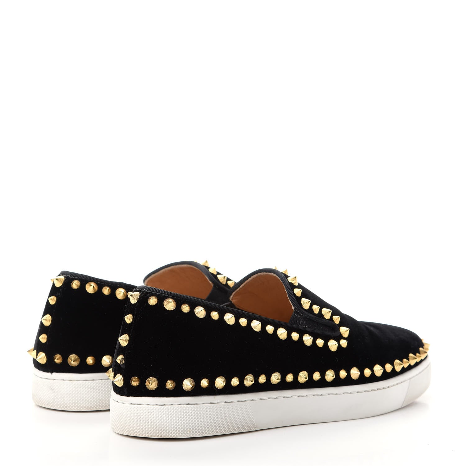 Christian Louboutin Velvet Womens Spikes Pik Boat Sneakers 38 Black 4 of 10