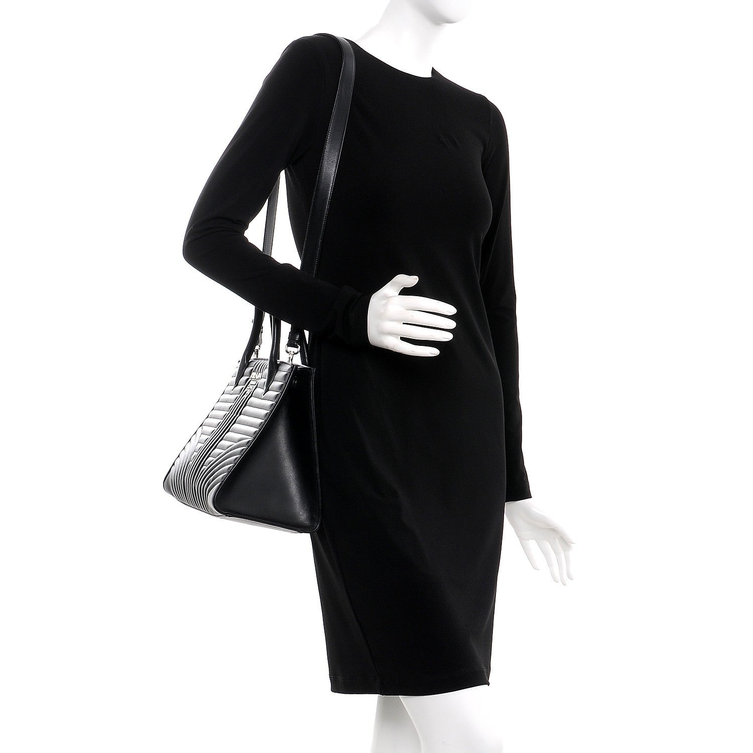 Prada Soft Calfskin Diagramme Handbag Nero Black 2 of 8