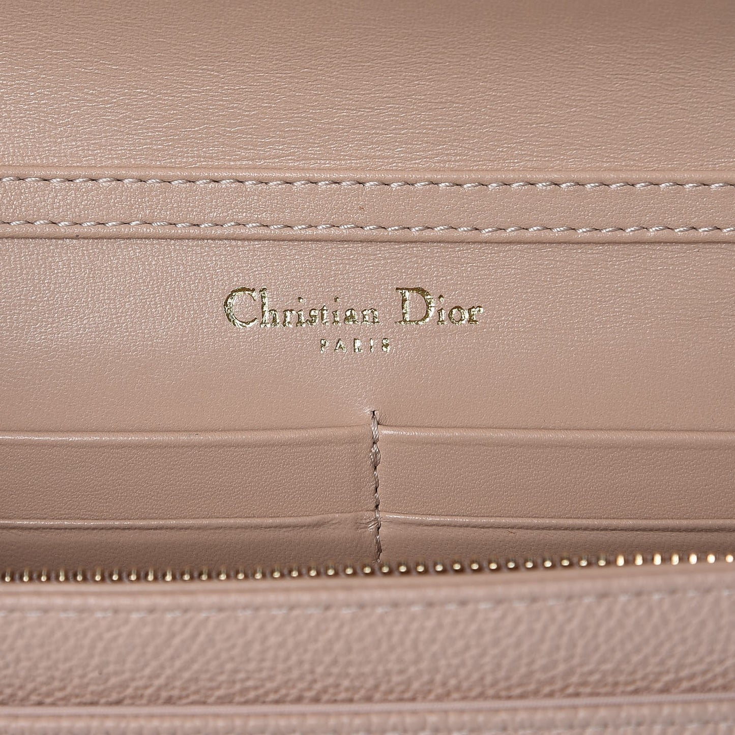 Grained Calfskin Diorama Wallet on Chain Pouch Nude