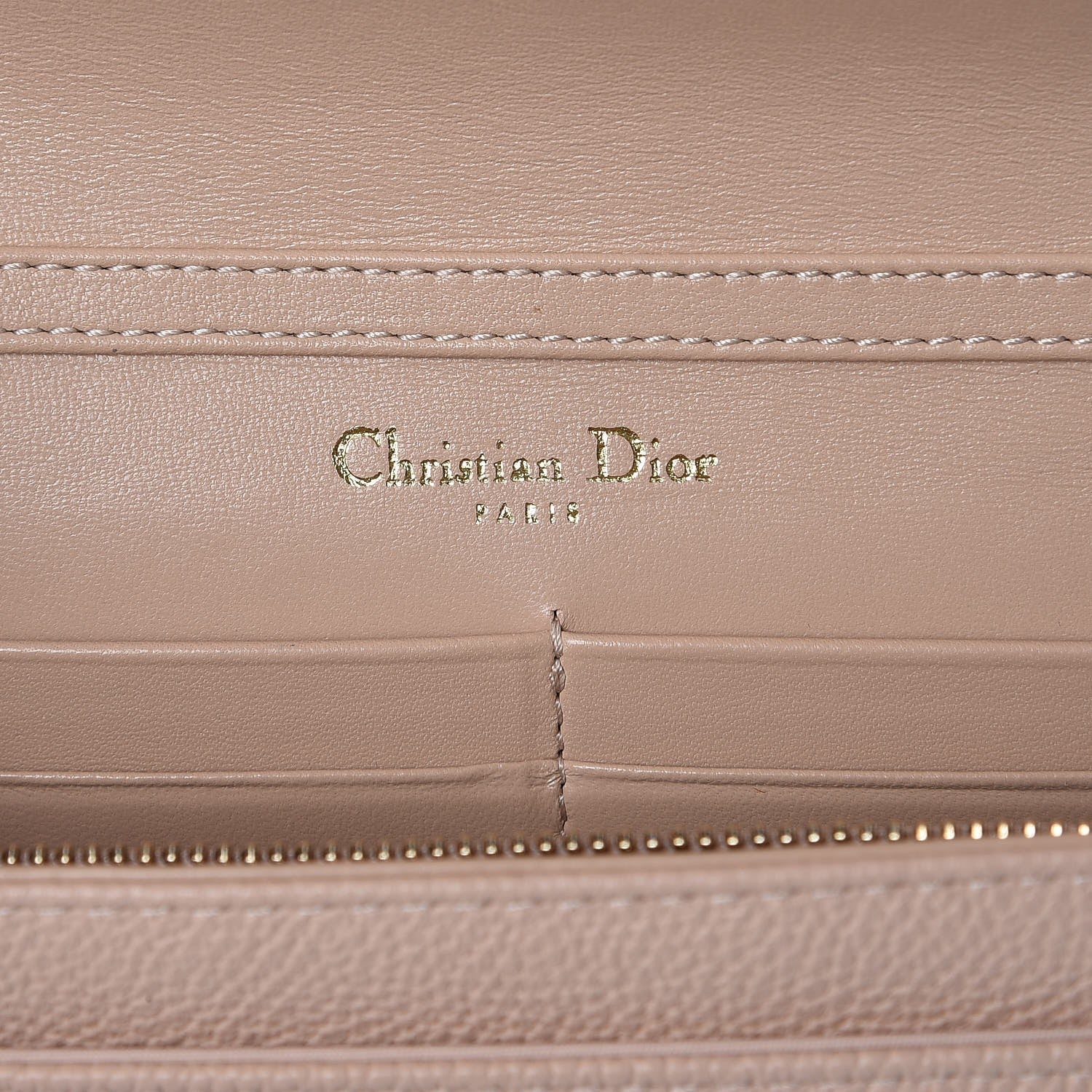 Christian Dior Grained Calfskin Diorama Wallet on Chain Pouch Nude 6 of 6