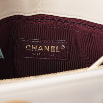 Chanel Sheepskin Quilted Mademoiselle Vintage Shopping Tote White 6 of 11