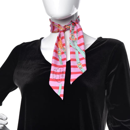 Hermes Silk Brides de Gala Bayaderes Twilly Rose Bonbon Rouge Vert Jade 2 of 4
