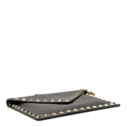 Valentino Garavani Vitello Medium Rockstud Envelope Flat Wristlet Pouch Black 3 of 5