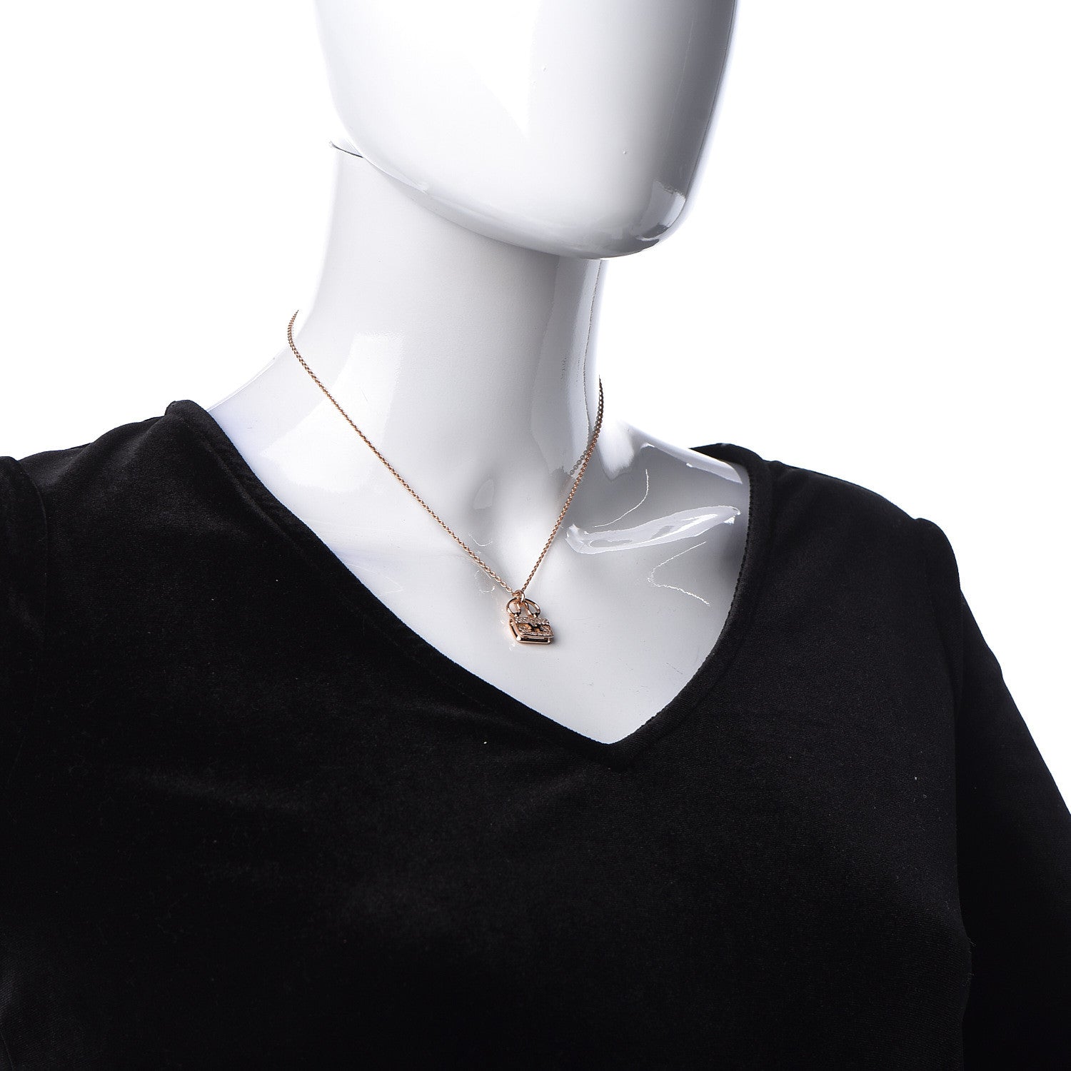 Hermes 18K Rose Gold Diamond Constance Amulette Pendant Necklace 2 of 7