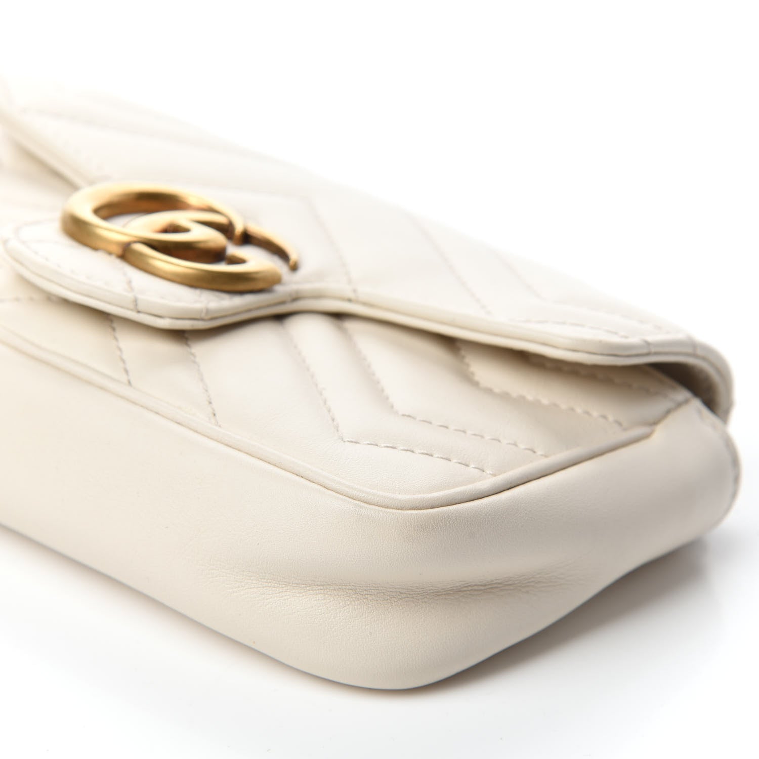 Gucci Calfskin Matelasse Super Mini GG Marmont Shoulder Bag White 7 of 10