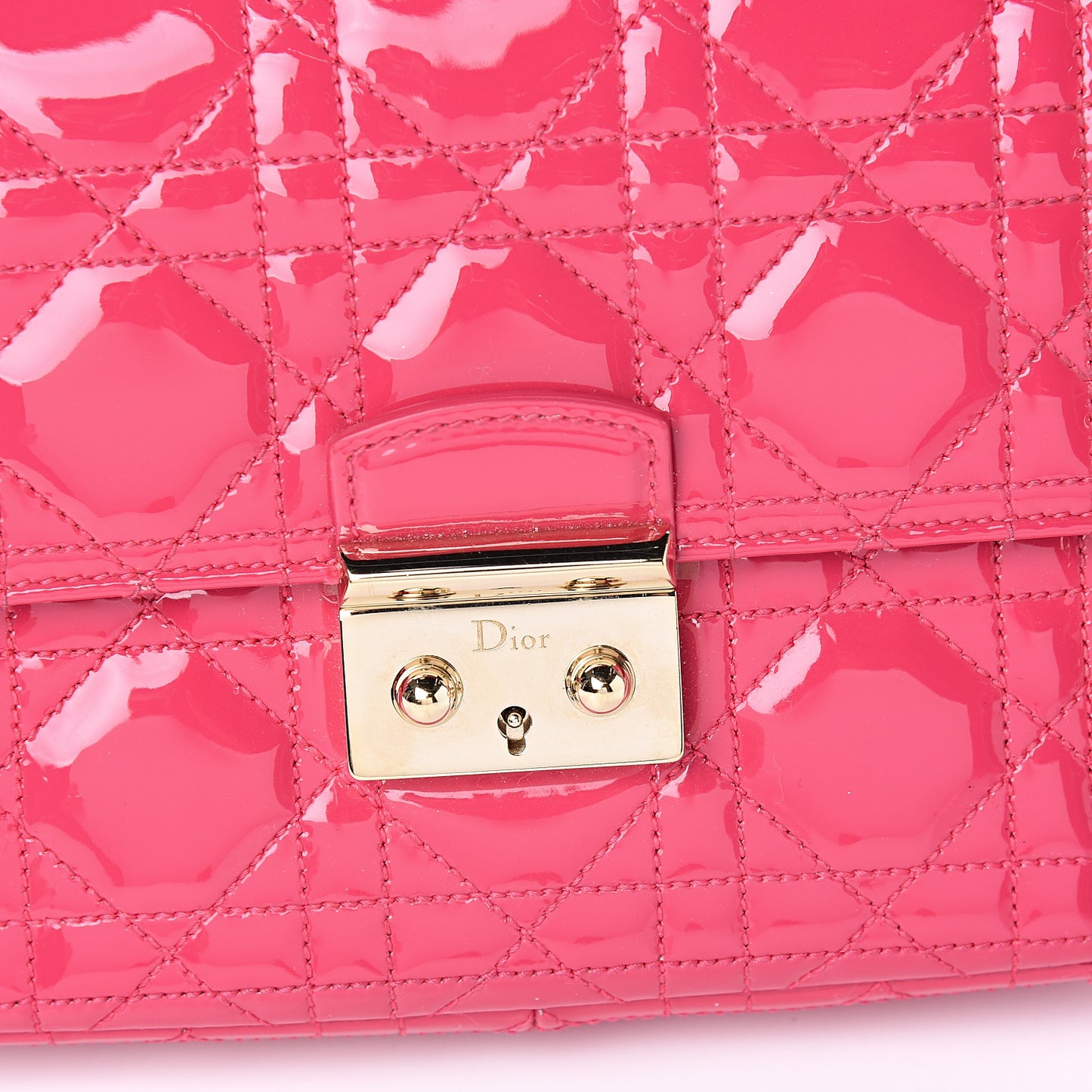 Patent Cannage Miss Dior Promenade Pouch Fuchsia
