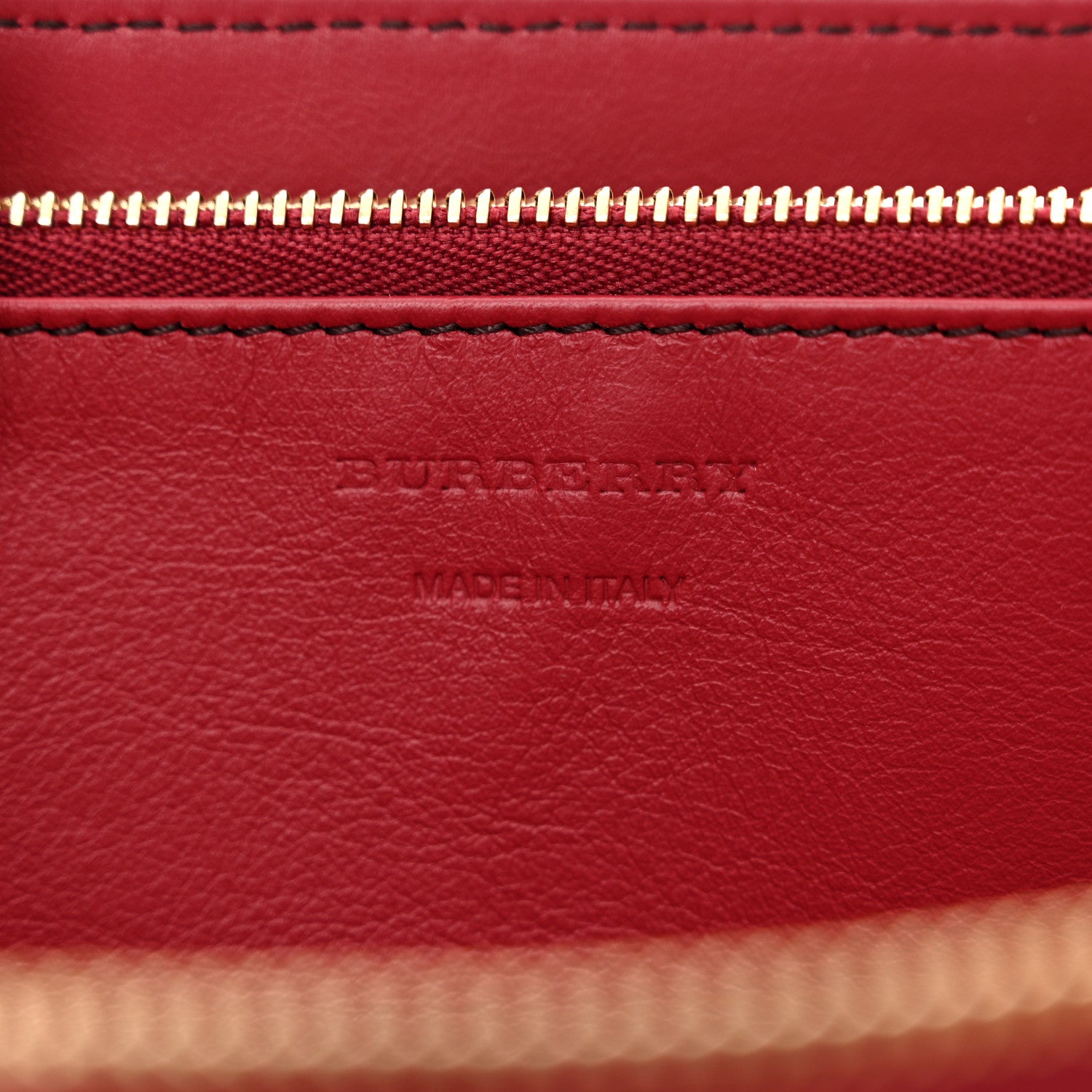 Burberry Grainy Calfskin House Check Elmore Zip Around Wallet Russet Red 6 of 7