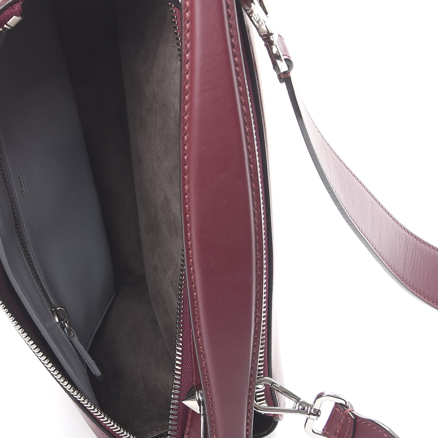 Fendi Vitello Baltico Dolce Shiny Nappa Lace Up DotCom Satchel Bordeaux 6 of 14