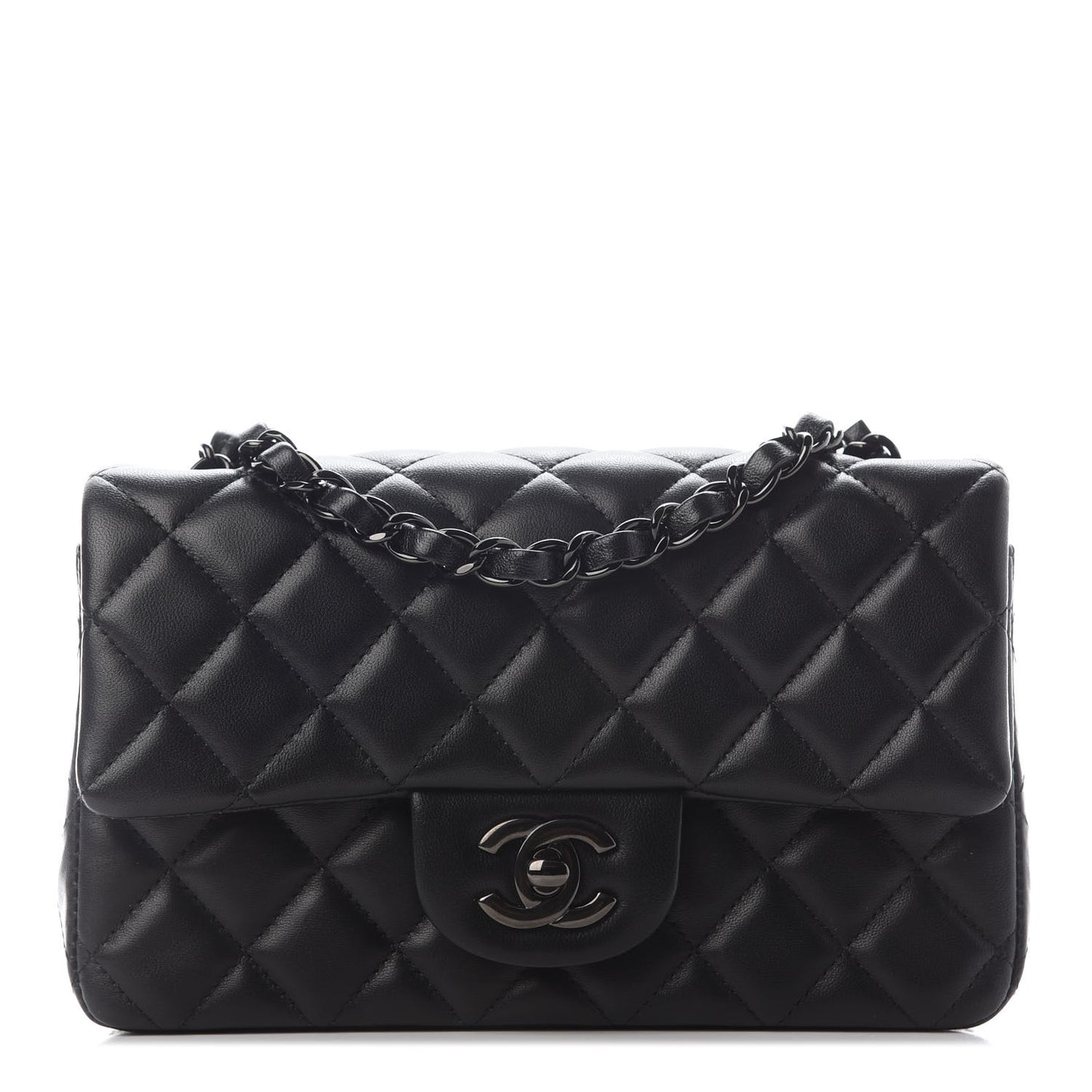 Lambskin Quilted Mini Rectangular Flap So Black