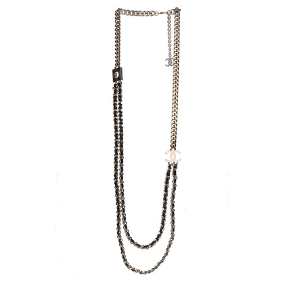 Chanel Lambskin CC Long Chain Necklace Black Gold 3 of 7