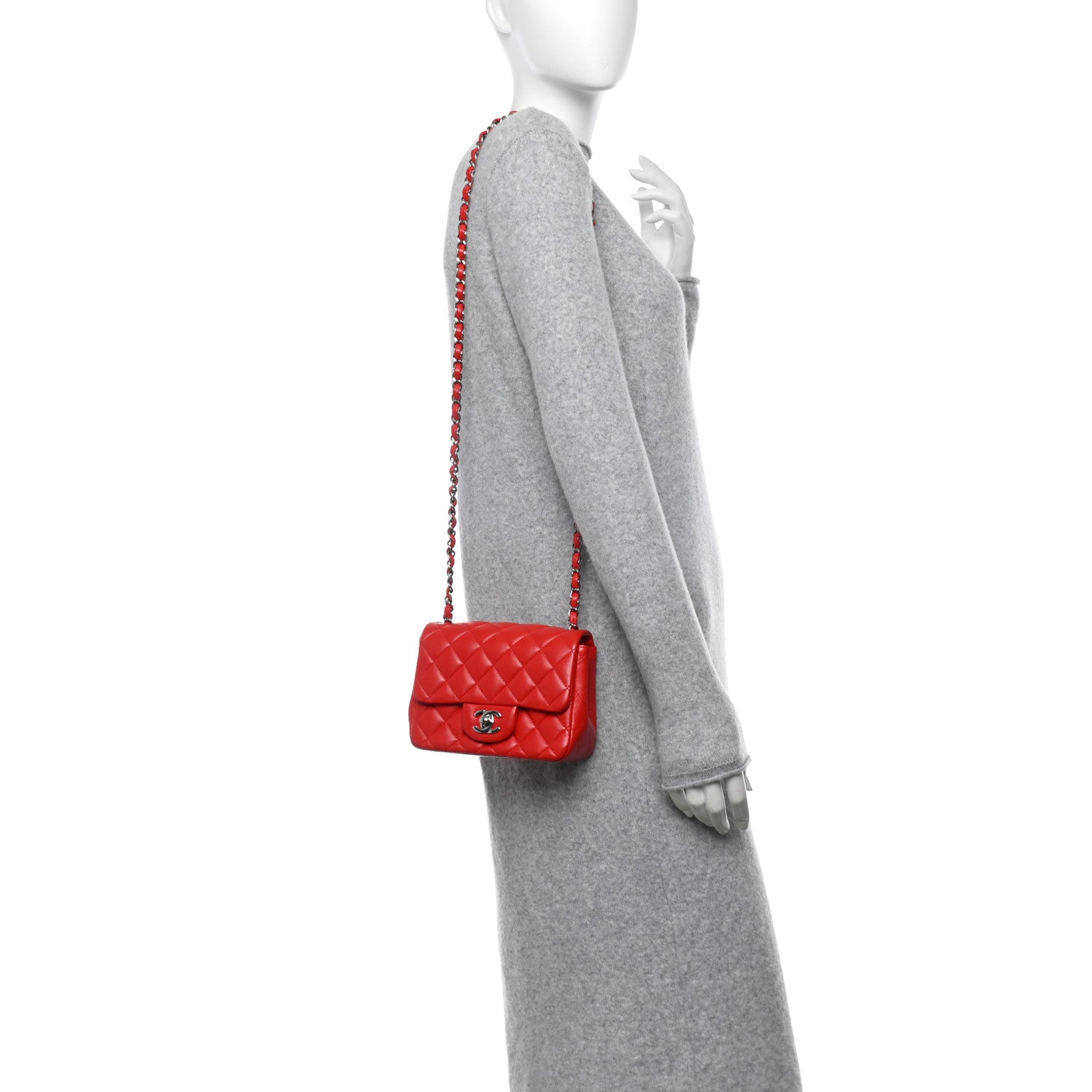 Chanel Lambskin Quilted Mini Square Flap Red 2 of 12