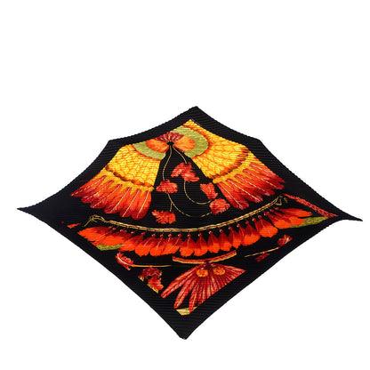 Hermes Silk Plisse Brazil Scarf 90 Black Orange 1 of 5