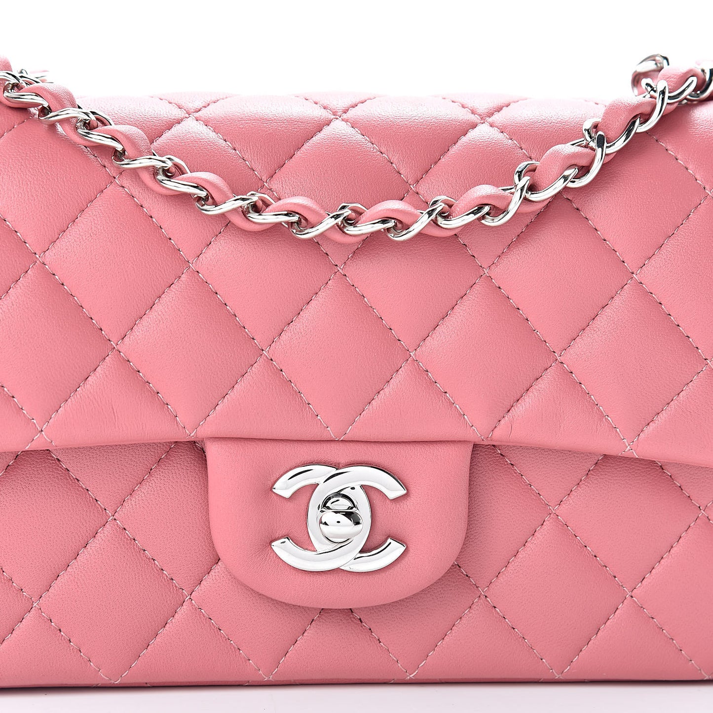 Lambskin Quilted Mini Rectangular Flap Pink