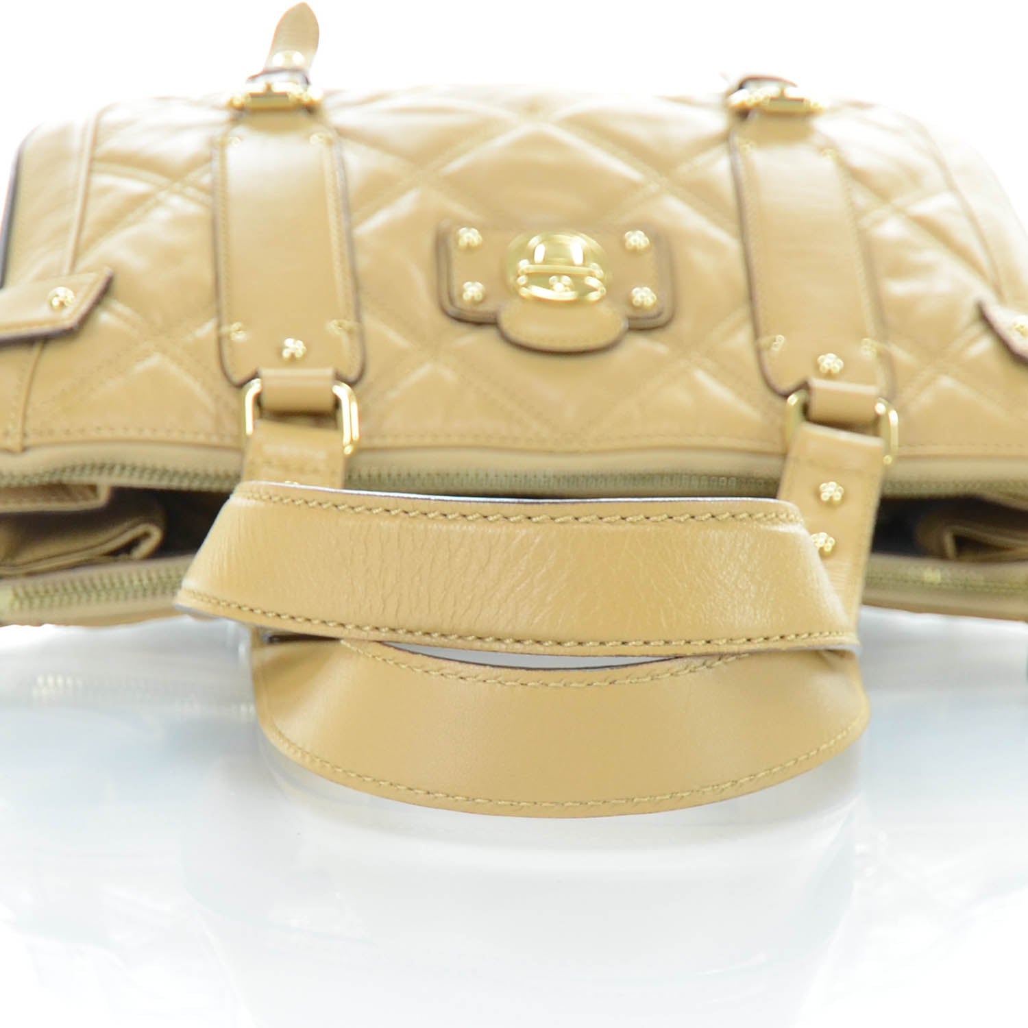 Marc Jacobs Leather Quilted Saloni Oatmeal 4 of 11