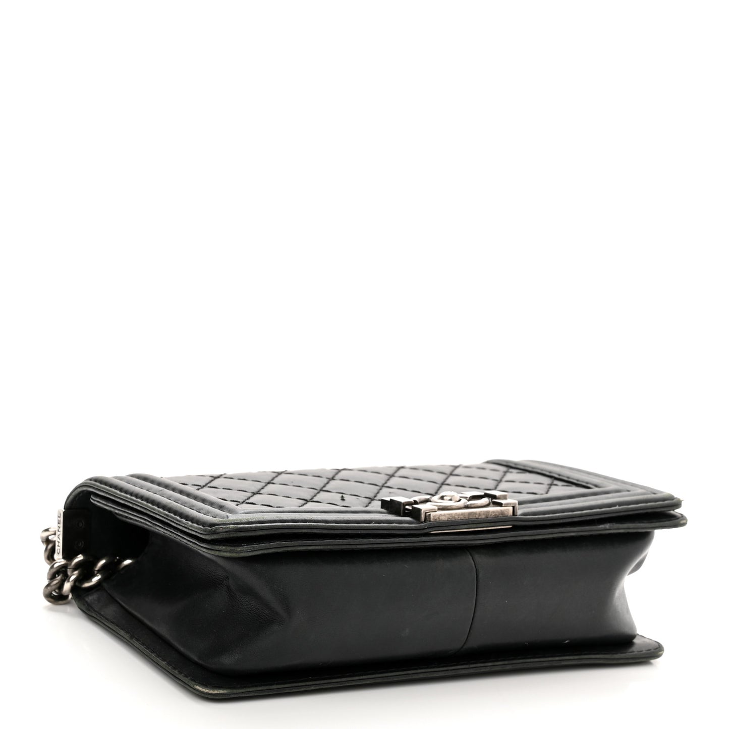 Calfskin Quilted Double Stitch New Medium Boy Flap Black