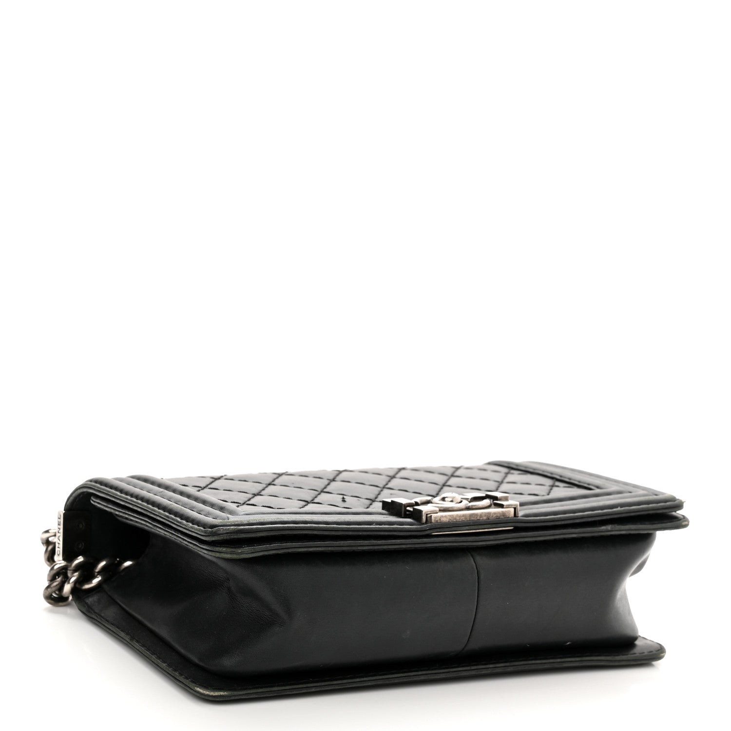 Chanel Calfskin Quilted Double Stitch New Medium Boy Flap Black 4 of 16