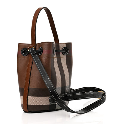 Burberry Giant Check Calfskin TB Mini Bucket Bag Dark Birch 3 of 10