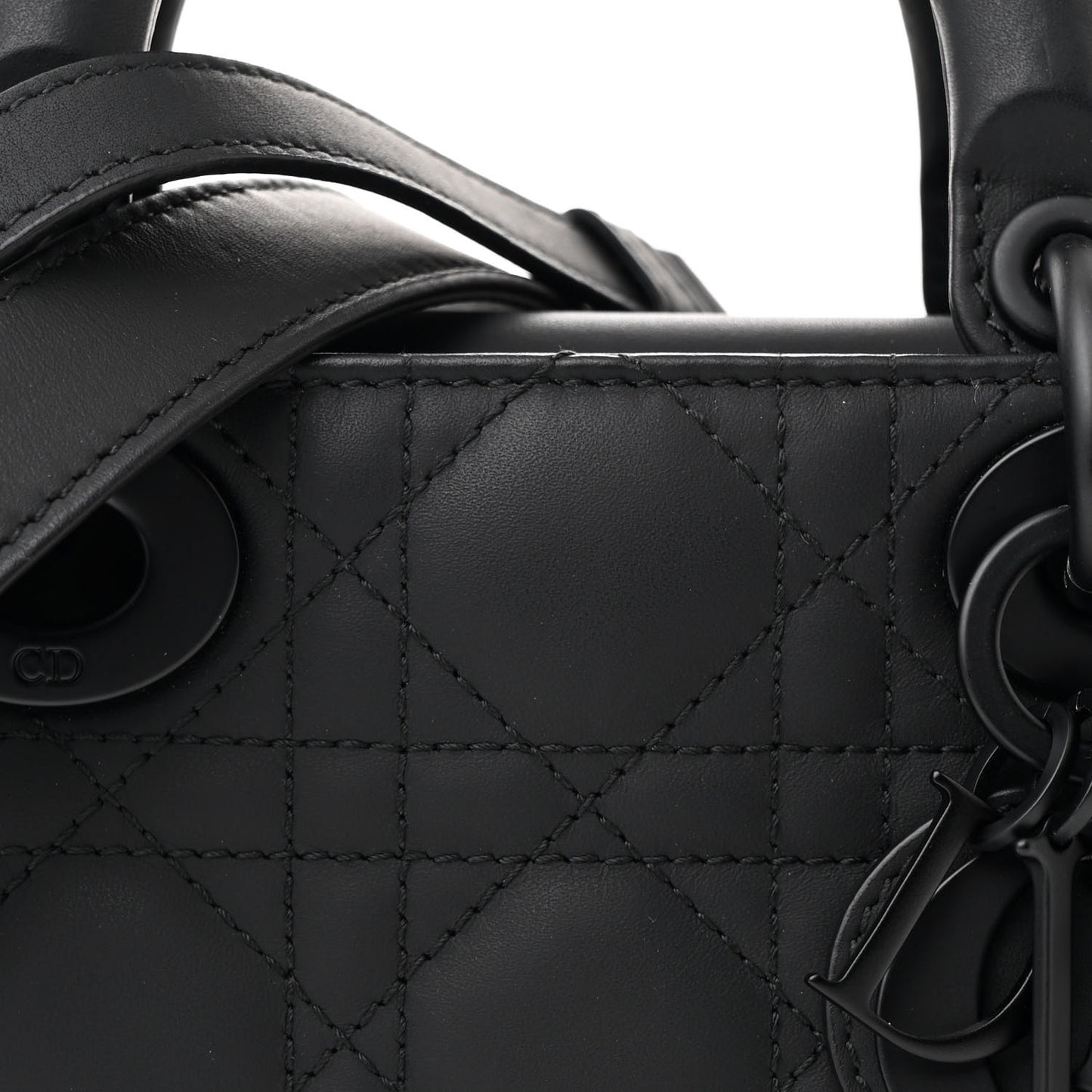 Ultra Matte Calfskin Cannage Medium Lady D-Joy Black