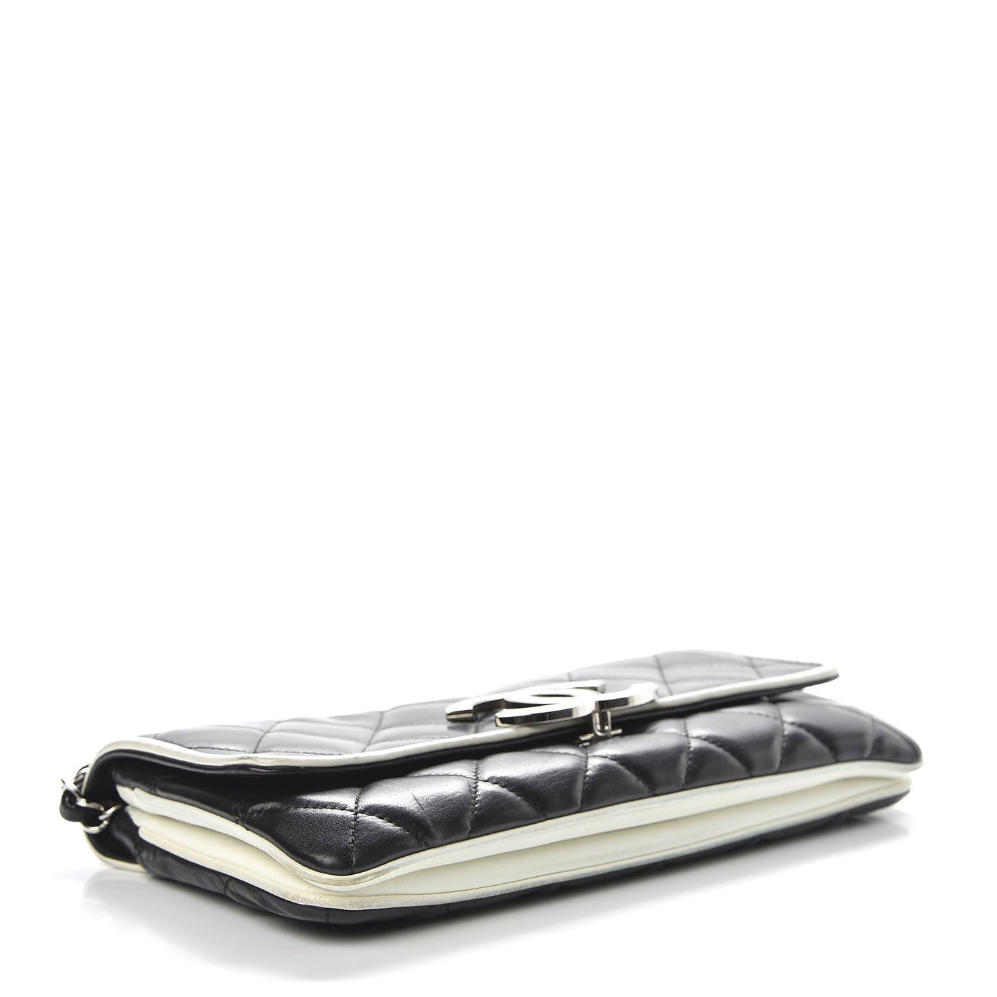 Lambskin Quilted Flap Black White
