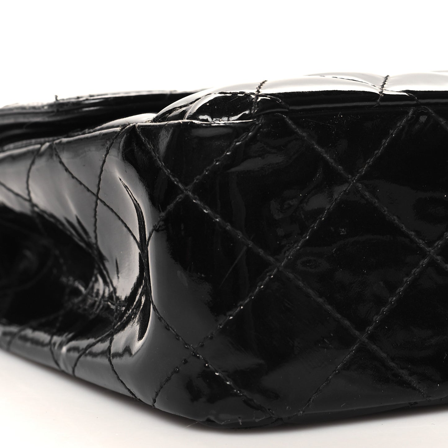 Patent Quilted Medium Double Flap Black