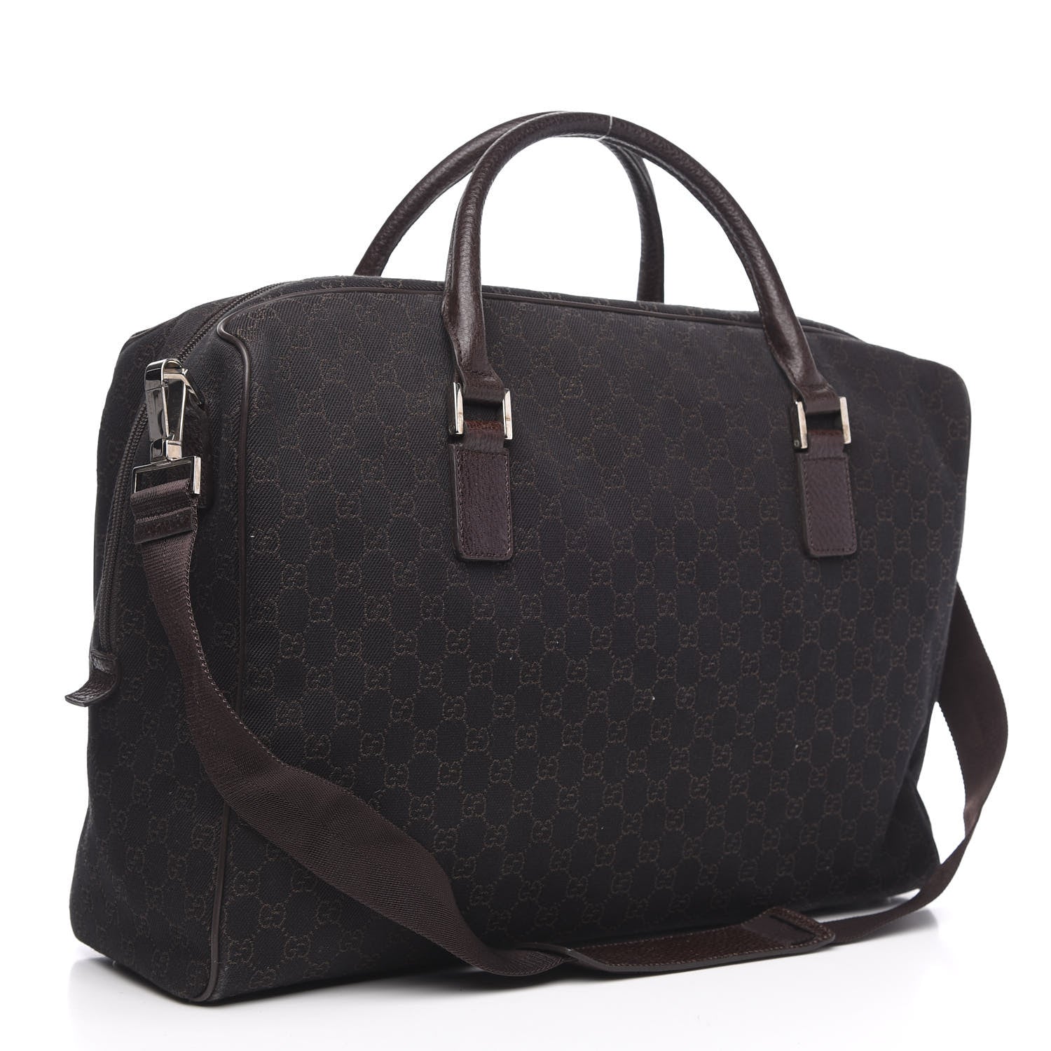 Gucci Denim Monogram Large Carry On Duffle Dark Brown 2 of 8
