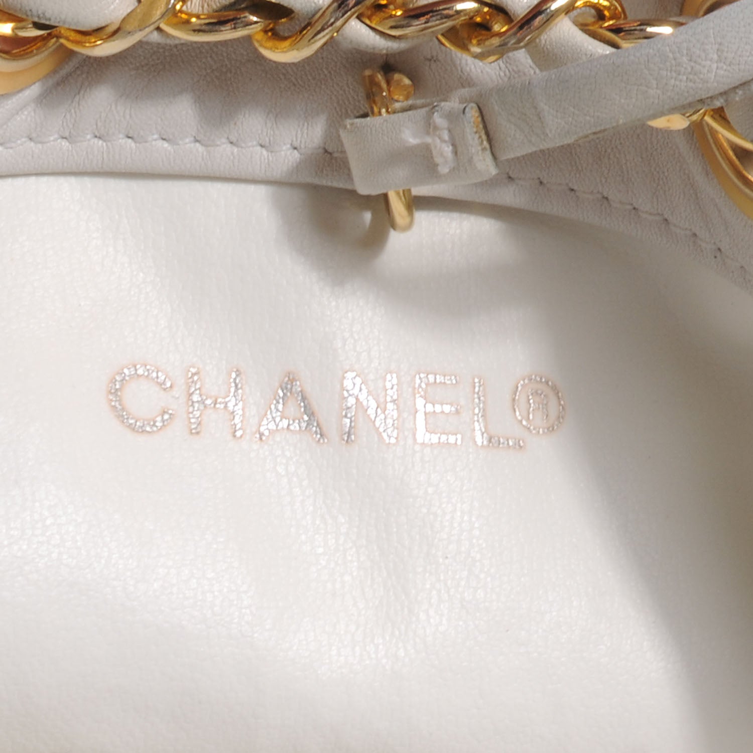 Chanel Lambskin Drawstring Shoulder Bag White 6 of 9