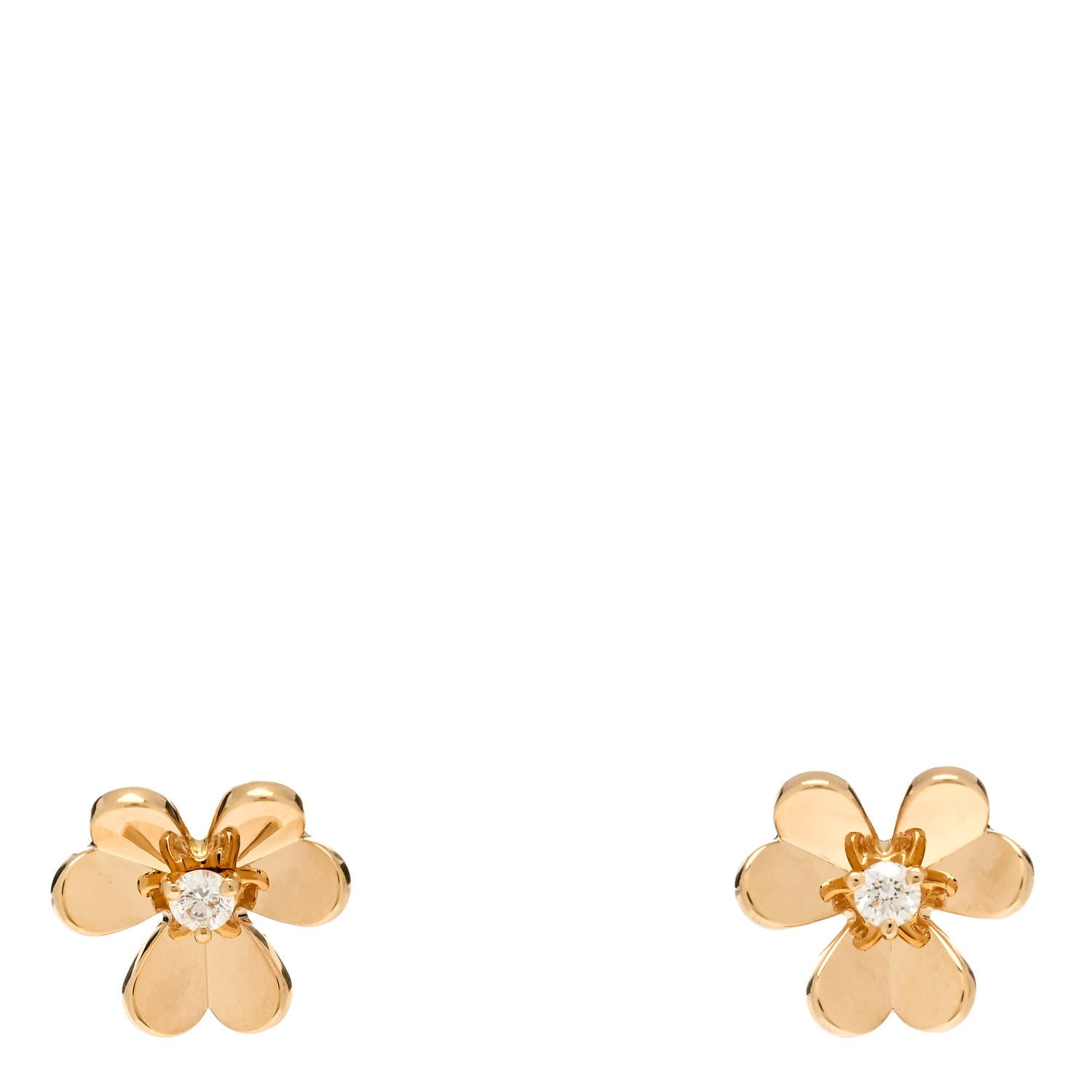 Van Cleef & Arpels 18K Yellow Gold Diamond Mini Frivole Earrings 1 of 4