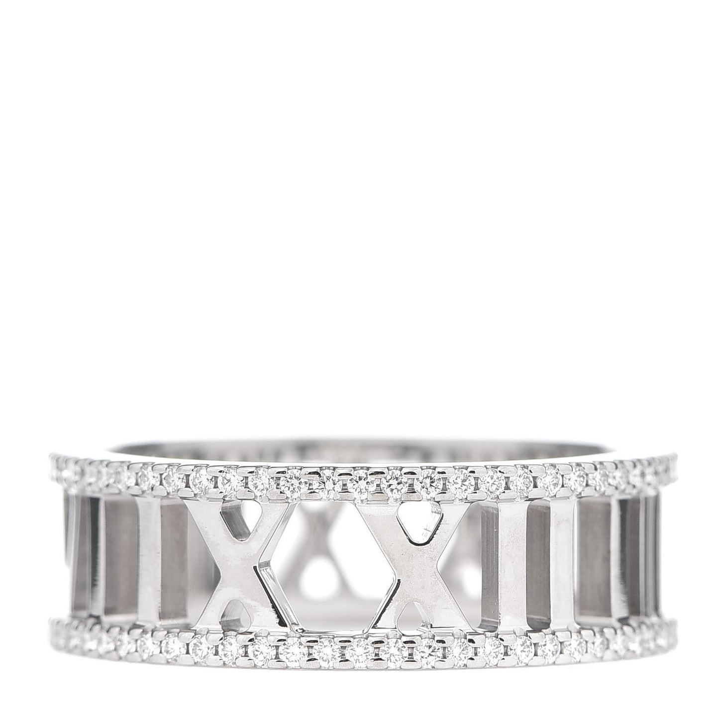 18K White Gold Diamond Atlas Open Pave Ring 56 7.5