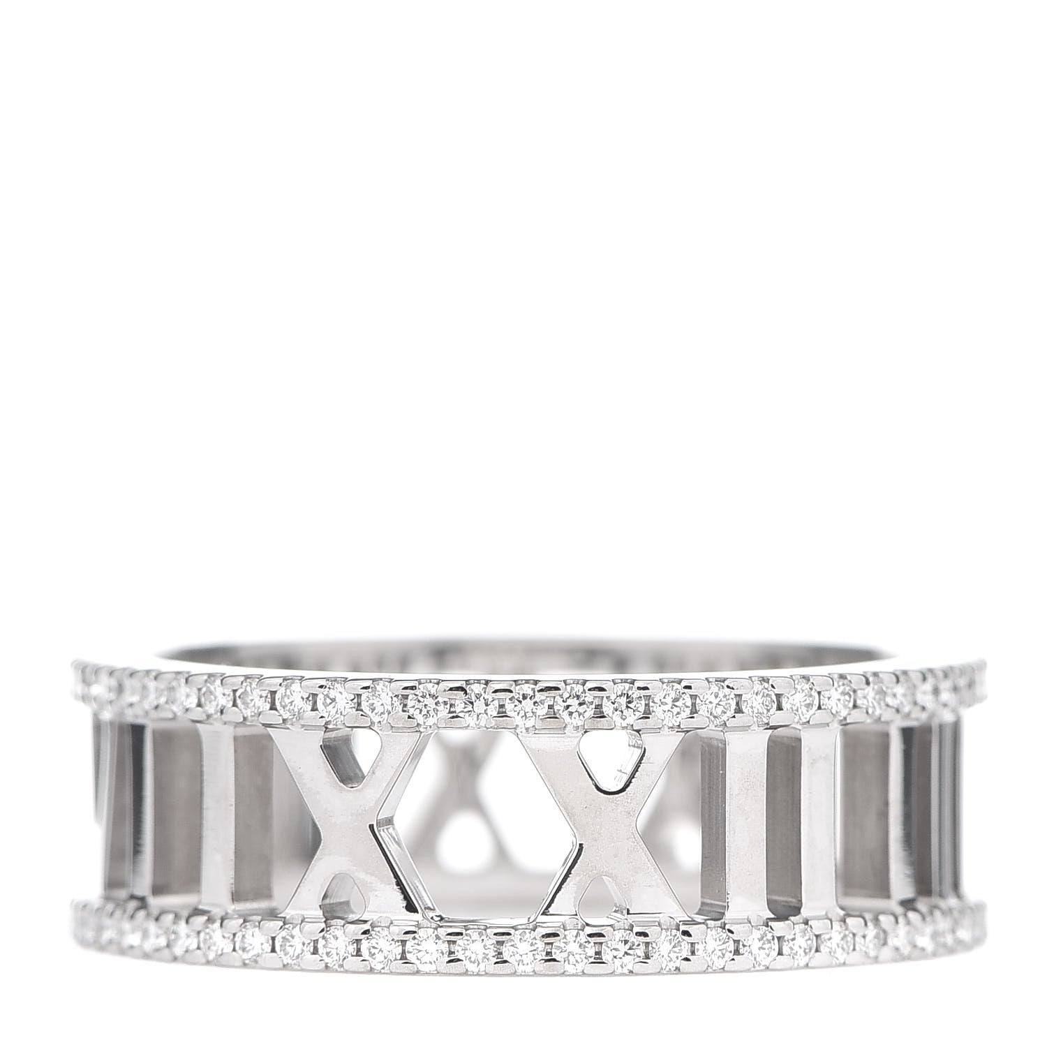 Tiffany 18K White Gold Diamond Atlas Open Pave Ring 56 7.5 3 of 5
