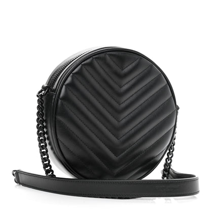 Saint Laurent Calfskin Matelasse Chevron Round Vinyle Camera Bag Black 3 of 11