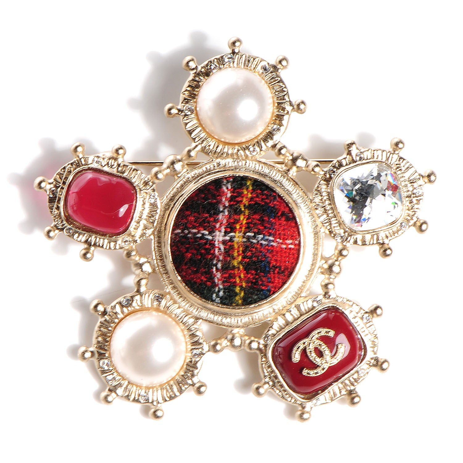 Chanel Gripoix Crystal Pearl Brooch Gold 1 of 5