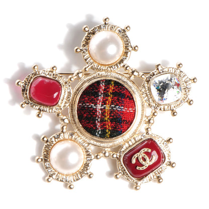 Chanel Gripoix Crystal Pearl Brooch Gold 1 of 5