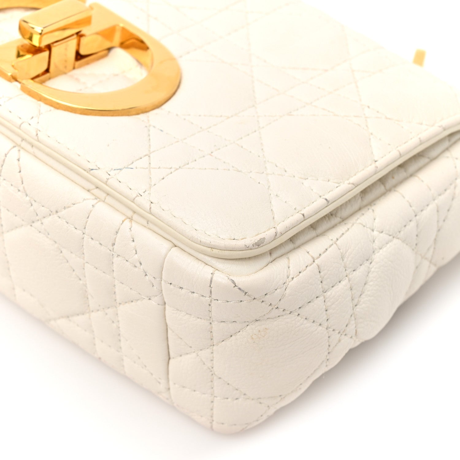 Christian Dior Grained Calfskin Cannage Small Caro Bag White 9 of 14