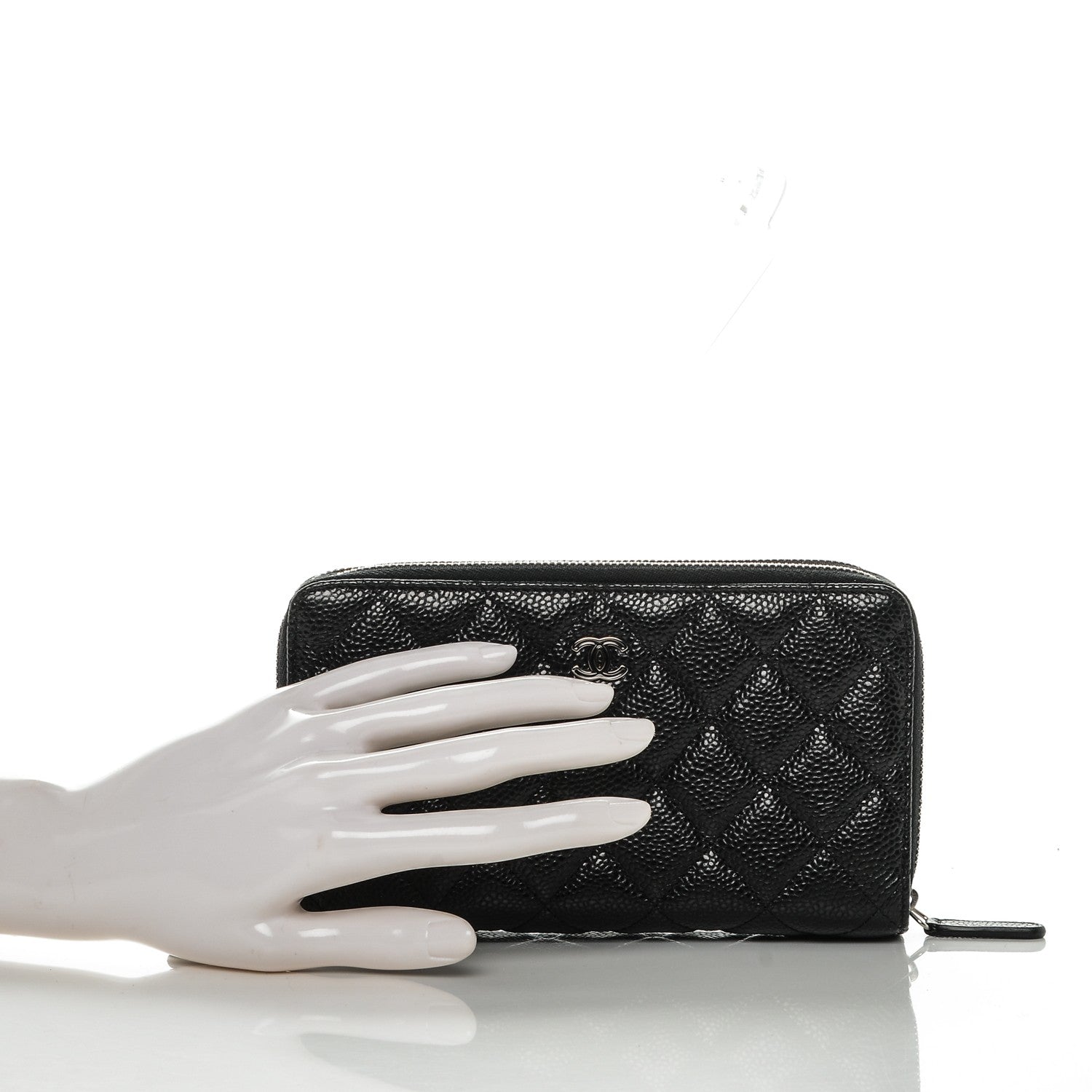 Chanel Caviar Quilted Large Zip Around Phone Holder Black 2 of 7