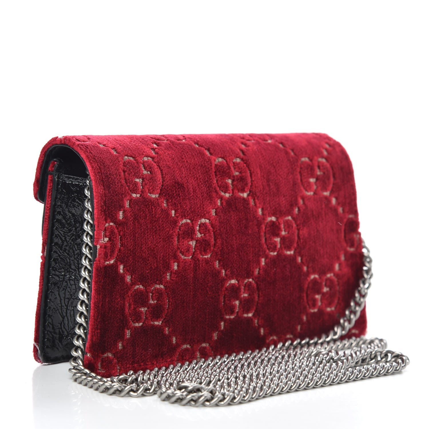 Gucci Velvet GG Monogram Super Mini Dionysus Shoulder Bag Red Cipria Black 3 of 8