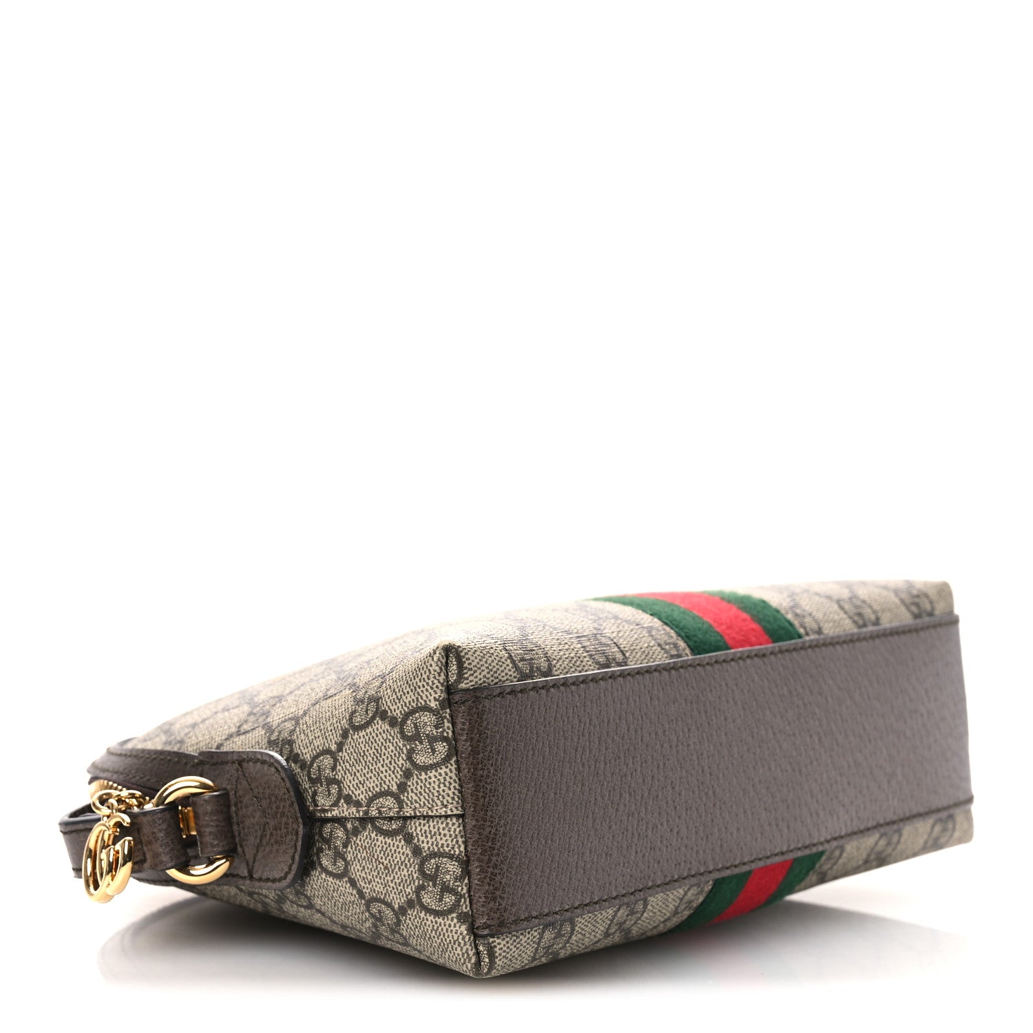 Gucci GG Supreme Monogram Textured Dollar Calfskin Web Small Ophidia Dome Shoulder Bag Beige Ebony New Acero 4 of 11