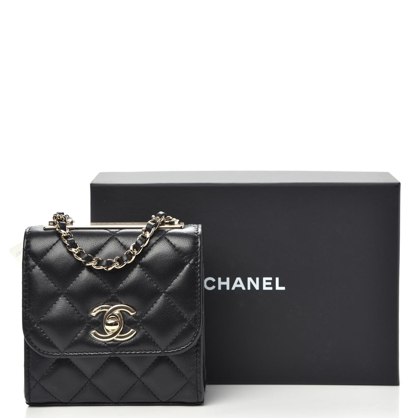 Lambskin Quilted Mini Trendy CC Chain Wallet Black
